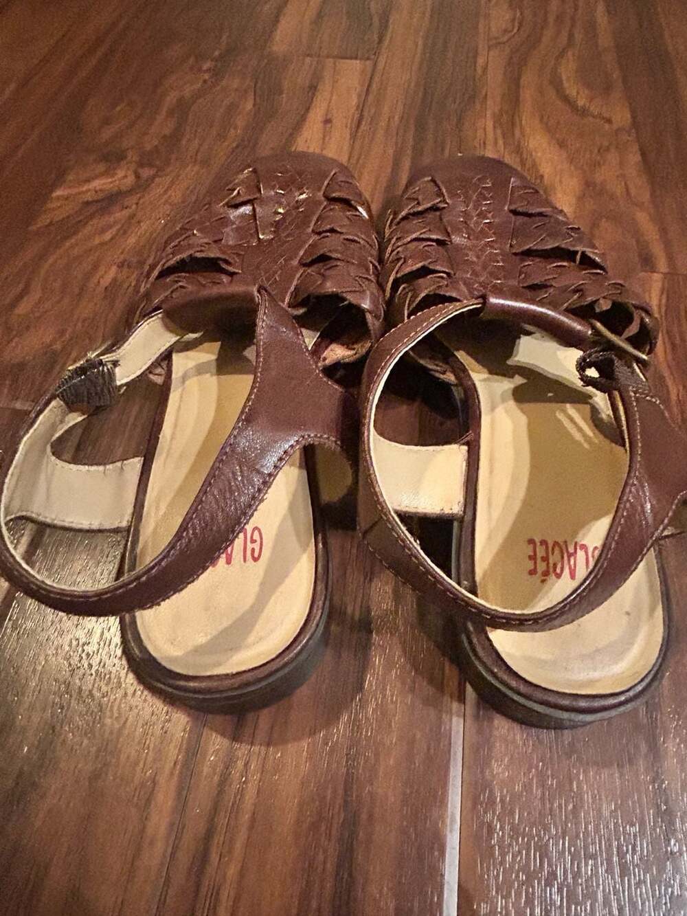 Glacee Brown Woven Leather Huarache Sandals Size 8M - Picture 7 of 10